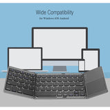 Teclado plegable inalámbrico Bluetooth B033: diseño plegable triple y recargable con 64 teclas para máxima portabilidad.