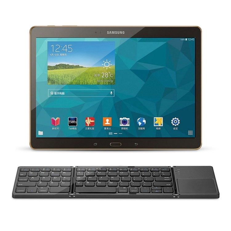 Teclado plegable inalámbrico Bluetooth B033: diseño plegable triple y recargable con 64 teclas para máxima portabilidad.