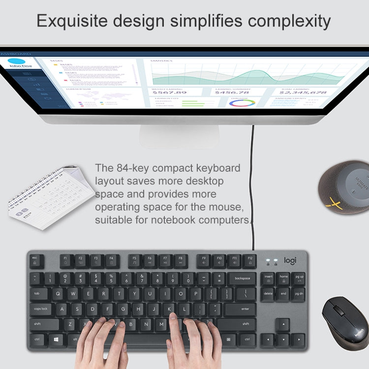 Logitech K835 Mini Mechanische Kabeltastatur, Roter Schaft, Roter Schaft