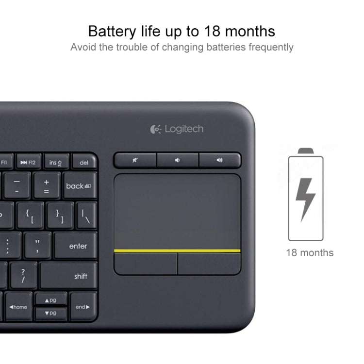 Logitech K400 Plus 2.4GHz Wireless Touch Control Keyboard, Wireless Range: 10m, Logitech K400 Plus