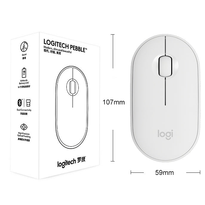 Logitech Pebble Cobblestone Shape Dünne 3-Tasten 1000DPI Stumm Drahtlose Bluetooth Optische Maus