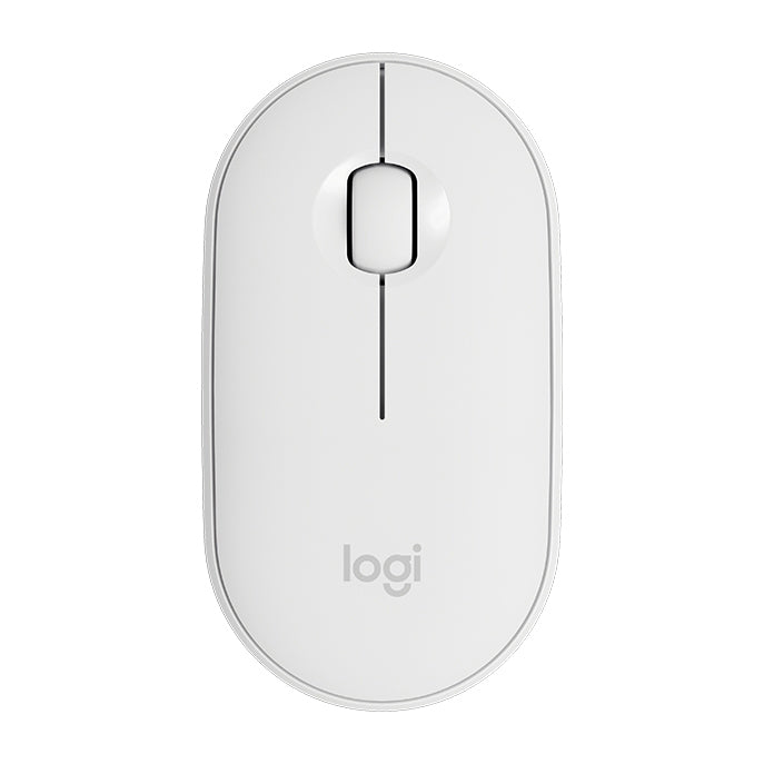 Logitech Pebble Wireless Mouse - Cobblestone Shape, Thin Design, 3 Keys, 1000 DPI, Mute, Bluetooth Optical