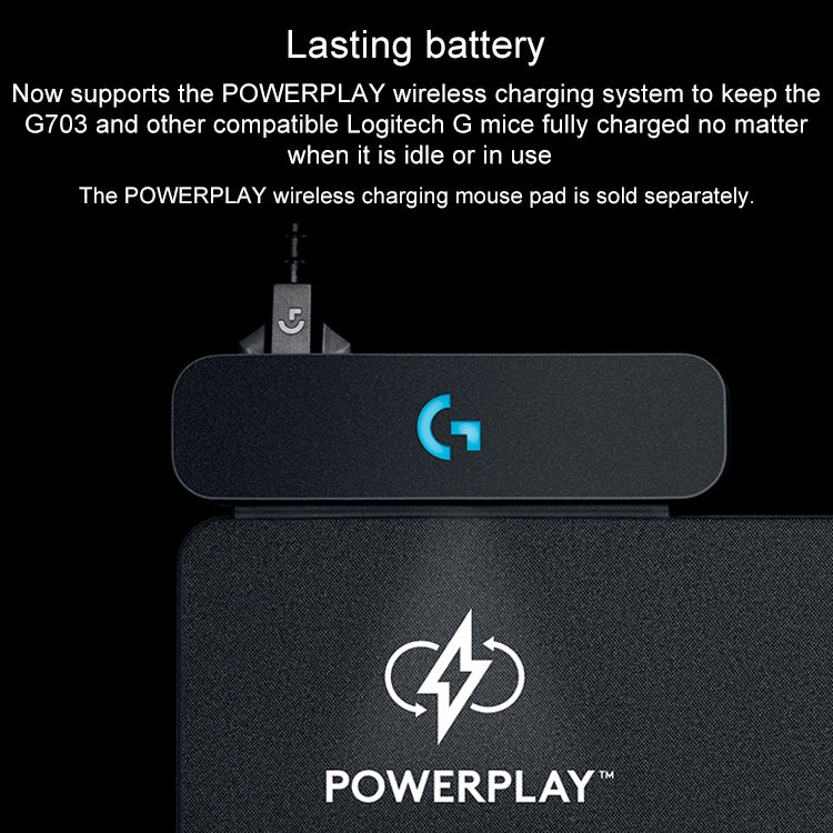 Logitech G703 Gaming Mouse - 16000 DPI, 6 Programmable Buttons, HERO 16K Sensor, RGB Backlight, Wireless Optical Design