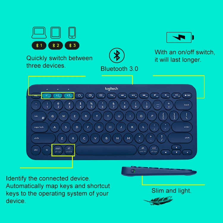 Tragbare kabellose Bluetooth-Tastatur Logitech K380 für mehrere Geräte