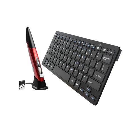 KM-808 2.4GHz Wireless Multimedia Keyboard + Wireless Optical Pen Mouse with USB Receiver Set for Computer PC Laptop - LYDARZ