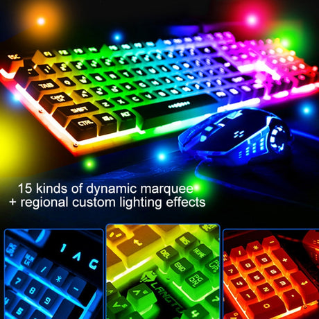YINDIAO K002 USB Wired Mechanical Feel Sound Control RGB Backlight Keyboard + Optical Silent Mouse + Headset Set - LYDARZ
