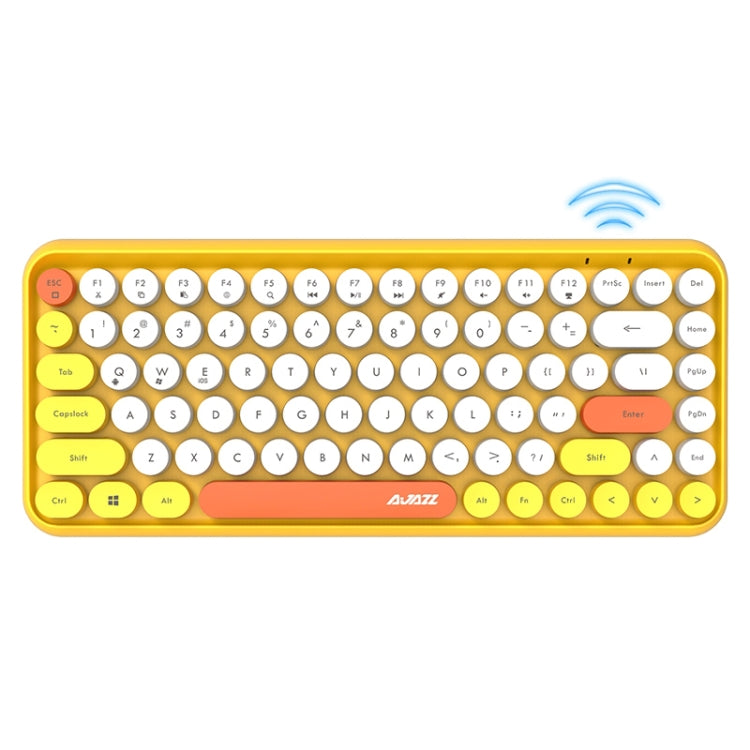 Ajazz Bluetooth Keyboard 308I - 84 Keys Tablet, Mobile Phone, and Computer Wireless Yellow Keyboard for Office and Home