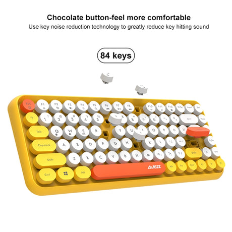 Ajazz 308I 84 Keys Tablet Mobile Phone Computer Household Office Bluetooth Keyboard, Yellow - LYDARZ