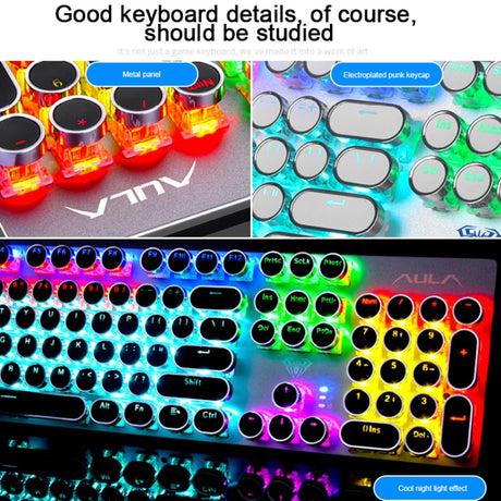 AULA S2016 104-keys Square Key Cap Mixing Light Mechanical Wired USB Gaming Keyboard - LYDARZ