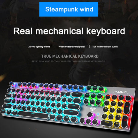 AULA S2016 104-keys Square Key Cap Mixing Light Mechanical Wired USB Gaming Keyboard - LYDARZ