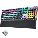 AULA F2088 108 Keys Mixed Light Plating Punk Mechanical Blue Switch Wired USB Gaming Keyboard