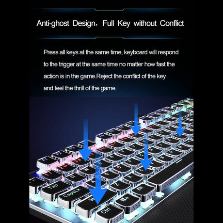 AULA F2088 108 Keys Mixed Light Plating Punk Mechanical Blue Switch Wired USB Gaming Keyboard - LYDARZ