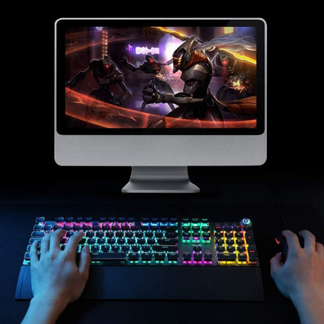 AULA F2088 108 Keys Mixed Light Plating Punk Mechanical Blue Switch Wired USB Gaming Keyboard - LYDARZ