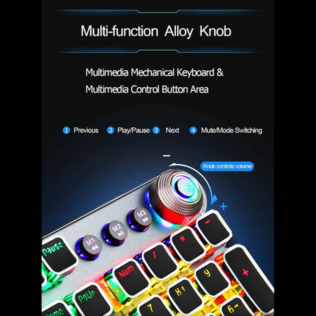 AULA F2088 108 Keys Mixed Light Plating Punk Mechanical Blue Switch Wired USB Gaming Keyboard - LYDARZ