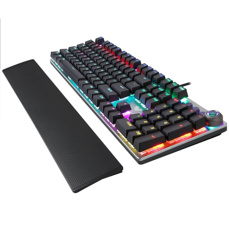 Teclado mecánico para juegos AULA F2088: 108 teclas con cable USB, botones metálicos y de luz.