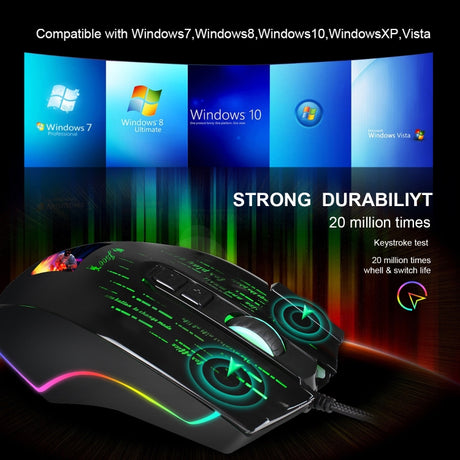 HXSJ J500 7 Keys RGB Programmable Display Screen Gaming Wired Mouse, J500 - LYDARZ