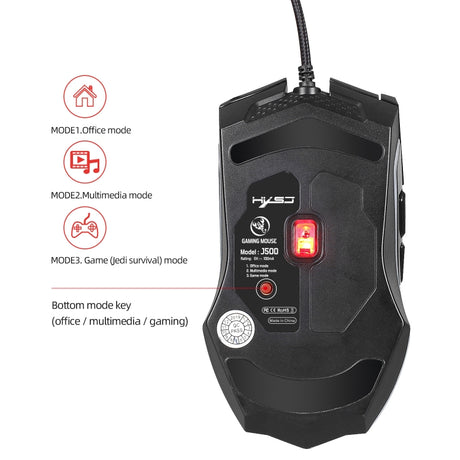 HXSJ J500 7 Keys RGB Programmable Display Screen Gaming Wired Mouse, J500 - LYDARZ