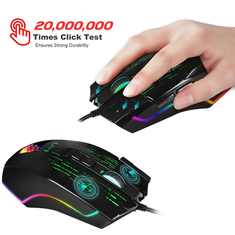 HXSJ J500 7 Keys RGB Programmable Display Screen Gaming Wired Mouse, J500 - LYDARZ