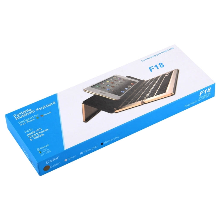 F18 Ultra-Slim Bluetooth Wireless Keyboard - Rechargeable Foldable 58 Keys with Holder