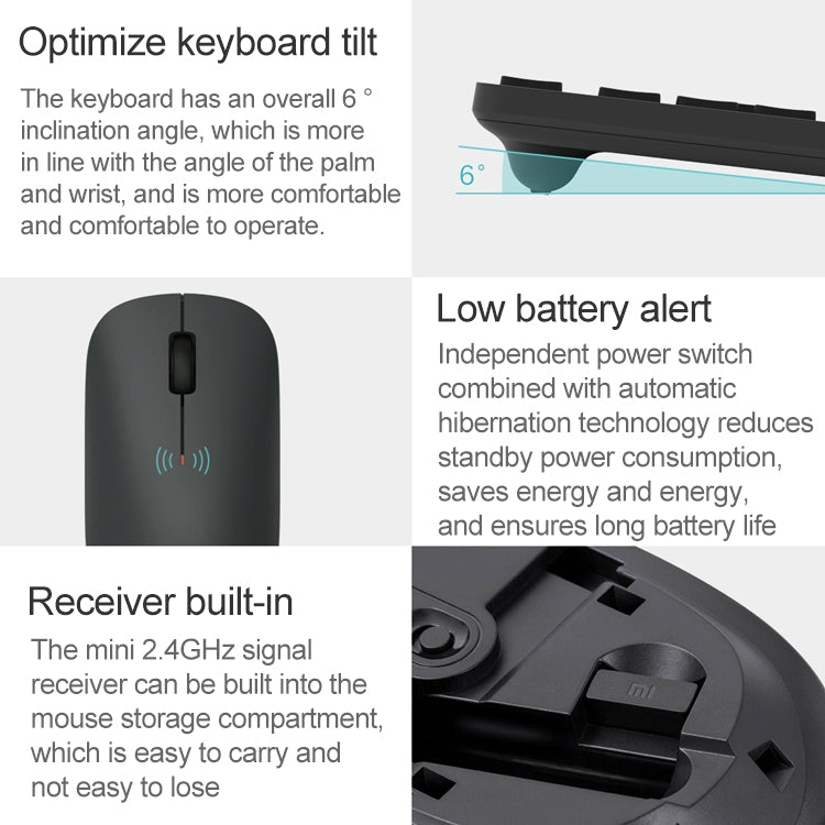 Original Xiaomi 2.4GHz Wireless Keyboard + Mouse Set for Notebook Desktop Laptop - LYDARZ