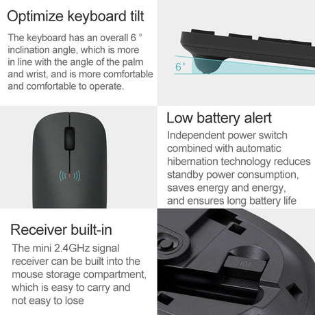 Original Xiaomi 2.4GHz Wireless Keyboard + Mouse Set for Notebook Desktop Laptop - LYDARZ