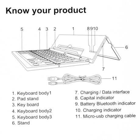 GK608 Ultra-thin Foldable Bluetooth V3.0 Keyboard, Built-in Holder, Support Android / iOS / Windows System - LYDARZ