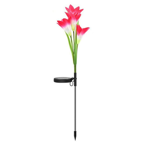 Simulated Lily Flower 4 Heads Solar Powered Outdoor IP55 Waterproof LED Decorative Lawn Lamp - LYDARZ