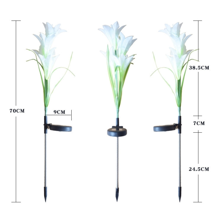 Simulated Lily Flower 4 Heads Solar Powered Outdoor IP55 Waterproof LED Decorative Lawn Lamp, Colorful Light, Colorful Light