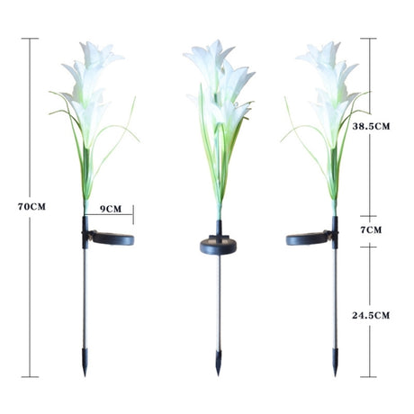 Simulated Lily Flower 4 Heads Solar Powered Outdoor IP55 Waterproof LED Decorative Lawn Lamp - LYDARZ