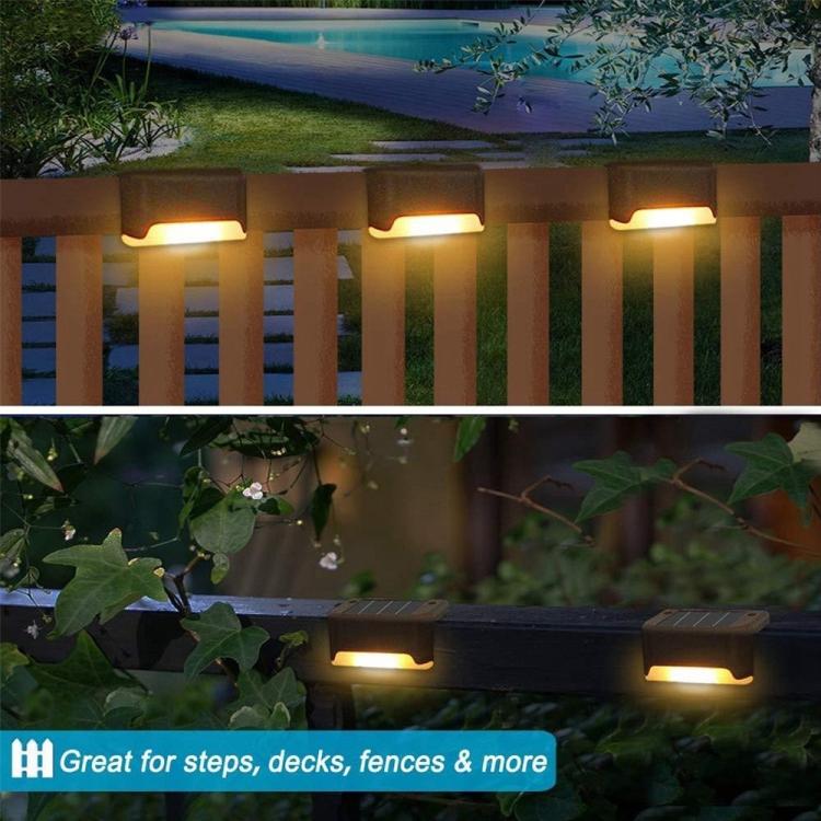 12 PCS Solar Powered LED Outdoor Stairway Light IP65 Waterproof Garden Lamp, Warm White Light, 12 PCS Black, 12 PCS Brown