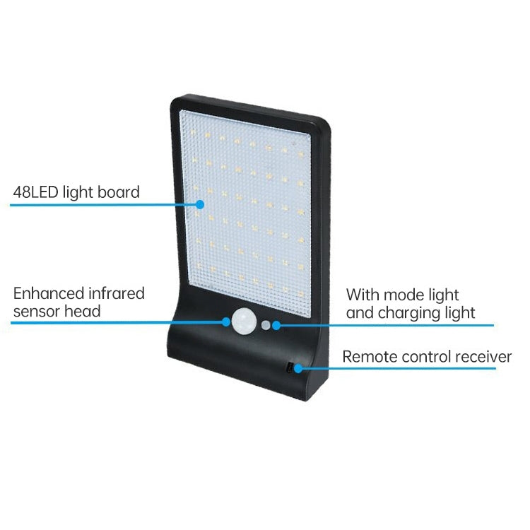 3.8W 48 Two-color LEDs Outdoor Waterproof Solar Wall Light Sensor Garden Light Street Light without Pole - LYDARZ
