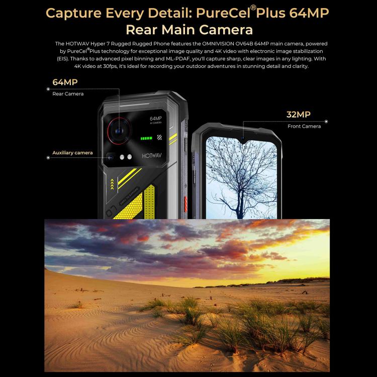 HOTWAV Hyper 7 Rugged 5G Smartphone - 8GB RAM, 256GB Storage, 10800mAh Battery, 6.6" Display, Android 14, MediaTek Dimensity 7050, OTG, NFC