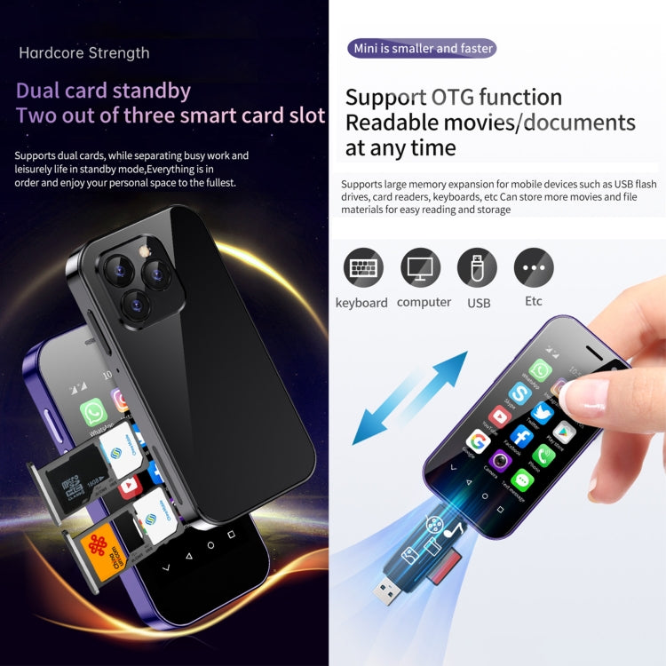 SOYES 14 Pro Face Recognition, 3.0 inch Android 9.0 MTK6739CW Quad Core up to 1.28GHz, OTG, Network: 4G, Dual SIM, Support Google Play, 3GB+32GB