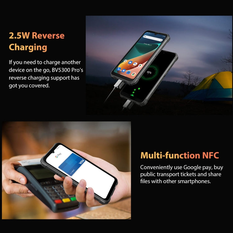 Blackview BV5300 Pro Rugged Phone, Face Unlock, 6580 mAh Battery, 6.1 inch Android 12 MTK 6765 Helio P35