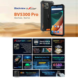 Blackview BV5300 Pro Rugged Phone, Face Unlock, 6580 mAh Battery, 6.1 inch Android 12 MTK 6765 Helio P35