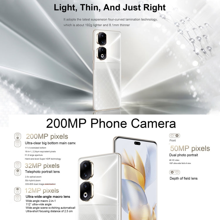 HONOR 90 5G Triple Back Cameras + Dual Front Cameras, Screen Fingerprint Identification, 6.78 inch Magic UI 7.1 Android 13 Qualcomm Snapdragon 8+ Gen 1 Octa Core up to 3.0GHz, Network: 5G, OTG, NFC, Not Support Google Play, Honor 90 Pro 5G 12GB+256GB