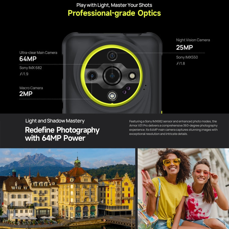 Ulefone Armor X31 Pro 5G, 8GB+256GB, Night Vision, Rugged Phone, 6.56 inch Android 14 MediaTek Dimensity 6300