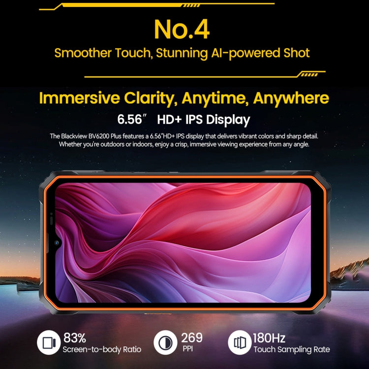Blackview BV6200 Plus, 8GB+256GB, IP68/IP69K/MIL-STD-810H, 11000mAh, 6.56 inch Android 14 Unisoc UMS9230 T606