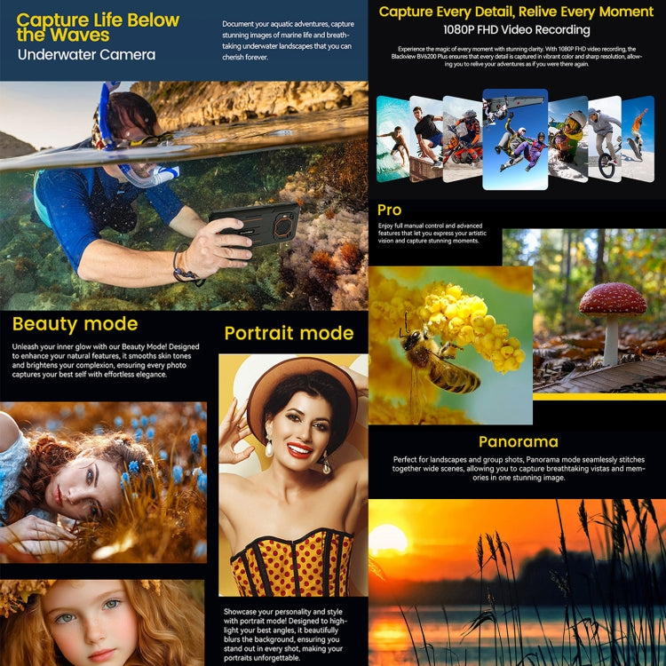 Blackview BV6200 Plus, 8GB+256GB, IP68/IP69K/MIL-STD-810H, 11000mAh, 6.56 inch Android 14 Unisoc UMS9230 T606