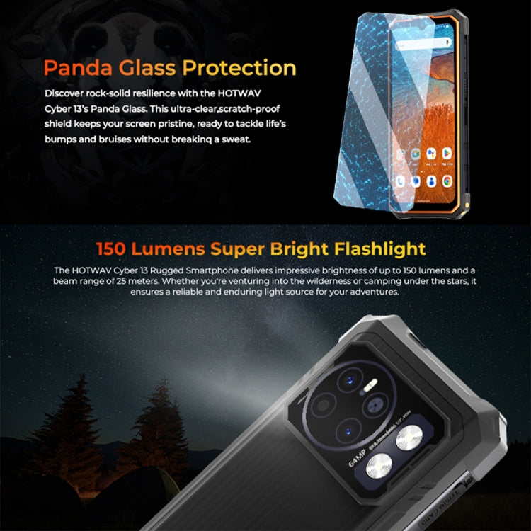 HOTWAV CYBER 13 Rugged Smartphone with IP68/IP69K, 8GB RAM, 128GB Storage, 10800mAh Battery, 6.6 Inch Android 14.0 Unisoc T606 Octa Core, 4G, NFC, OTG