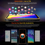 HOTWAV CYBER 13 Rugged Smartphone with IP68/IP69K, 8GB RAM, 128GB Storage, 10800mAh Battery, 6.6 Inch Android 14.0 Unisoc T606 Octa Core, 4G, NFC, OTG