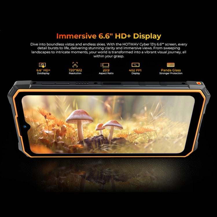 HOTWAV CYBER 13 Rugged Smartphone with IP68/IP69K, 8GB RAM, 128GB Storage, 10800mAh Battery, 6.6 Inch Android 14.0 Unisoc T606 Octa Core, 4G, NFC, OTG