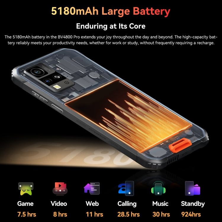 Smartphone Blackview BV4800 Pro: 4 GB de RAM, 128 GB de almacenamiento, IP68/IP69K, MIL-STD-810H, pantalla de 6,56", Android 14, Unisoc T606 de ocho núcleos, red 4G, compatible con OTG
