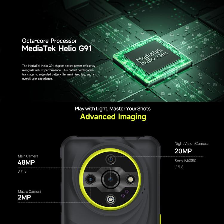 Ulefone Armor X31 Rugged Phone - 6GB RAM, 128GB Storage, Night Vision, IP68/IP69K, 6.56" Display, Android 14, MediaTek Helio G91, 4G, NFC, OTG