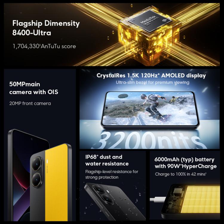 Xiaomi POCO X7 Pro 5G Global, 12 GB + 256 GB, lector de huellas en pantalla, 6,67 pulgadas, Xiaomi HyperOS 2, MediaTek Dimensity 8400-Ultra 