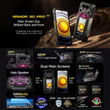 Ulefone Armor 30 Pro Rugged Phone with Dual Screen, 16GB+512GB, Night Vision, 5G Connectivity, and Android 14