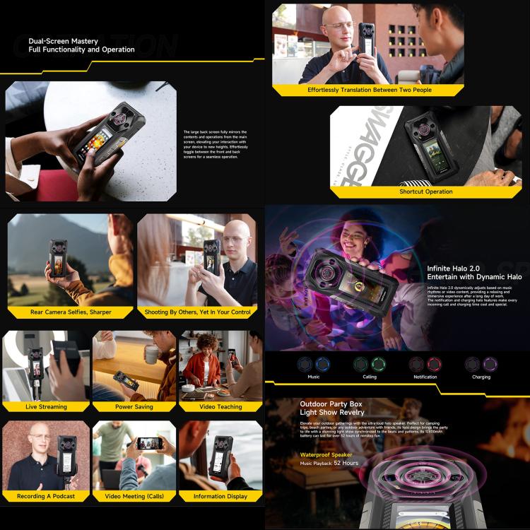 Ulefone Armor 30 Pro Rugged Phone with Dual Screen, 16GB+512GB, Night Vision, 5G Connectivity, and Android 14