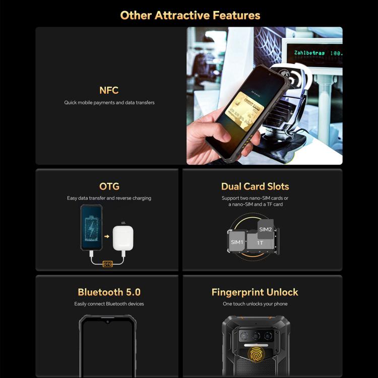 Oukitel WP23 Plus Rugged Phone, 8GB+256GB, 6.52 inch Android 14.0Unisoc T606 Octa-core, NFC, OTG, Network: 4G, WP23 Plus