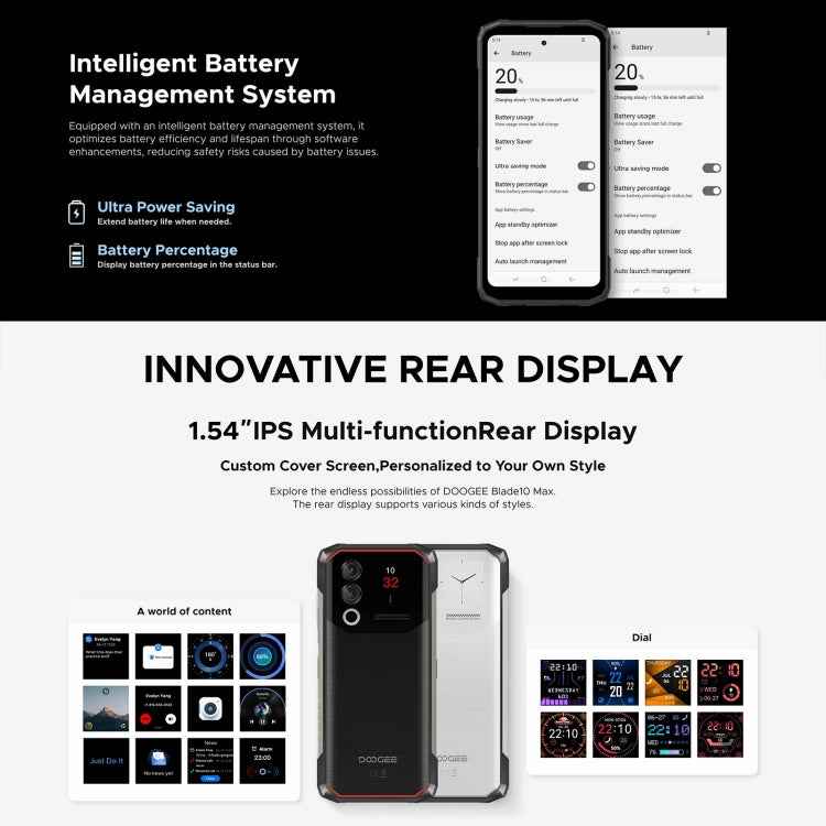 DOOGEE Blade 10 Max, 20GB+256GB, 6.56 inch + 1.54 inch 10300mAh, Android 14 Spreadtrum T606