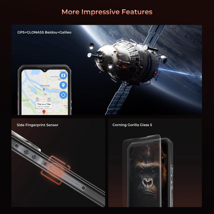 Teléfono robusto Oukitel WP55 Pro 5G, 16 GB + 512 GB, cámara de 108 MP, reconocimiento de huellas dactilares, pantalla de 6,6 pulgadas, Android 15, MediaTek Dimensity 7025 